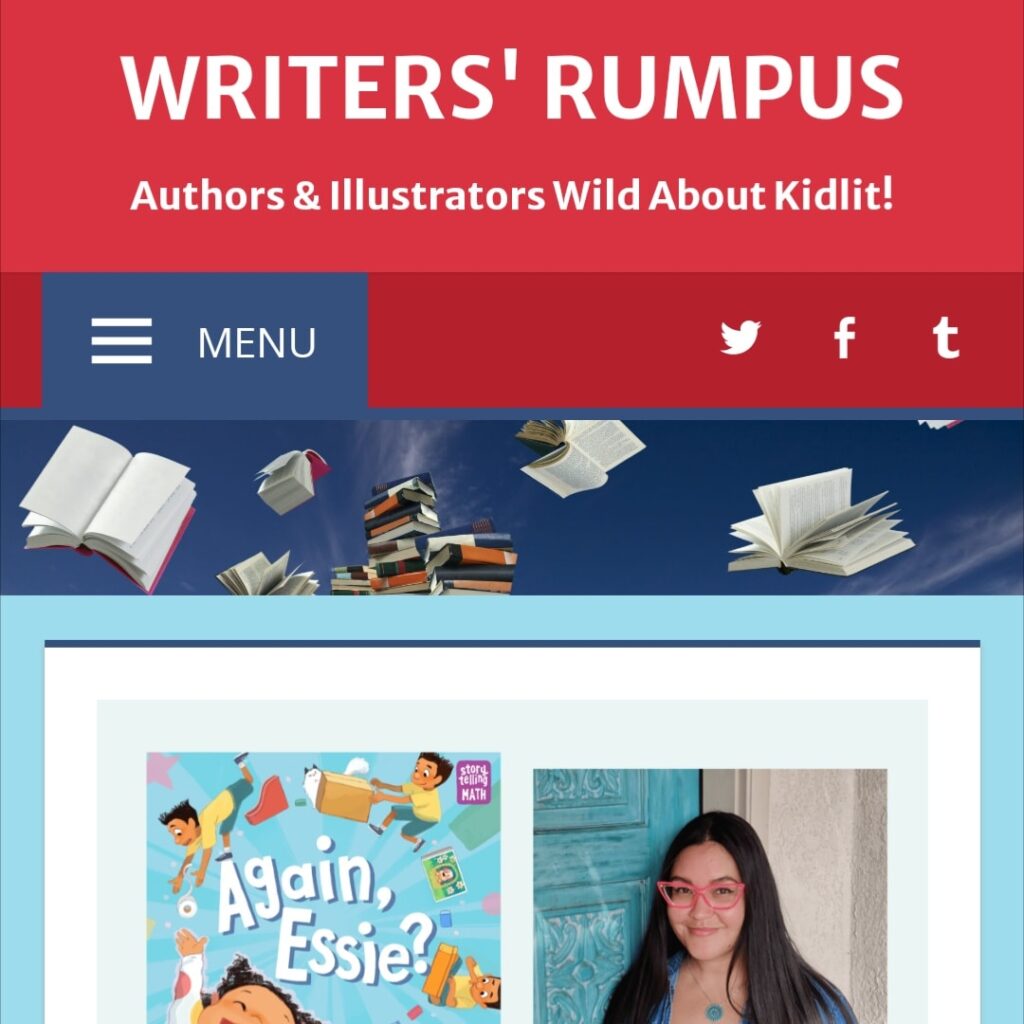 Screenshot of the Writers' Rumpus website where I shared more about my debut picture book and my path to publication.